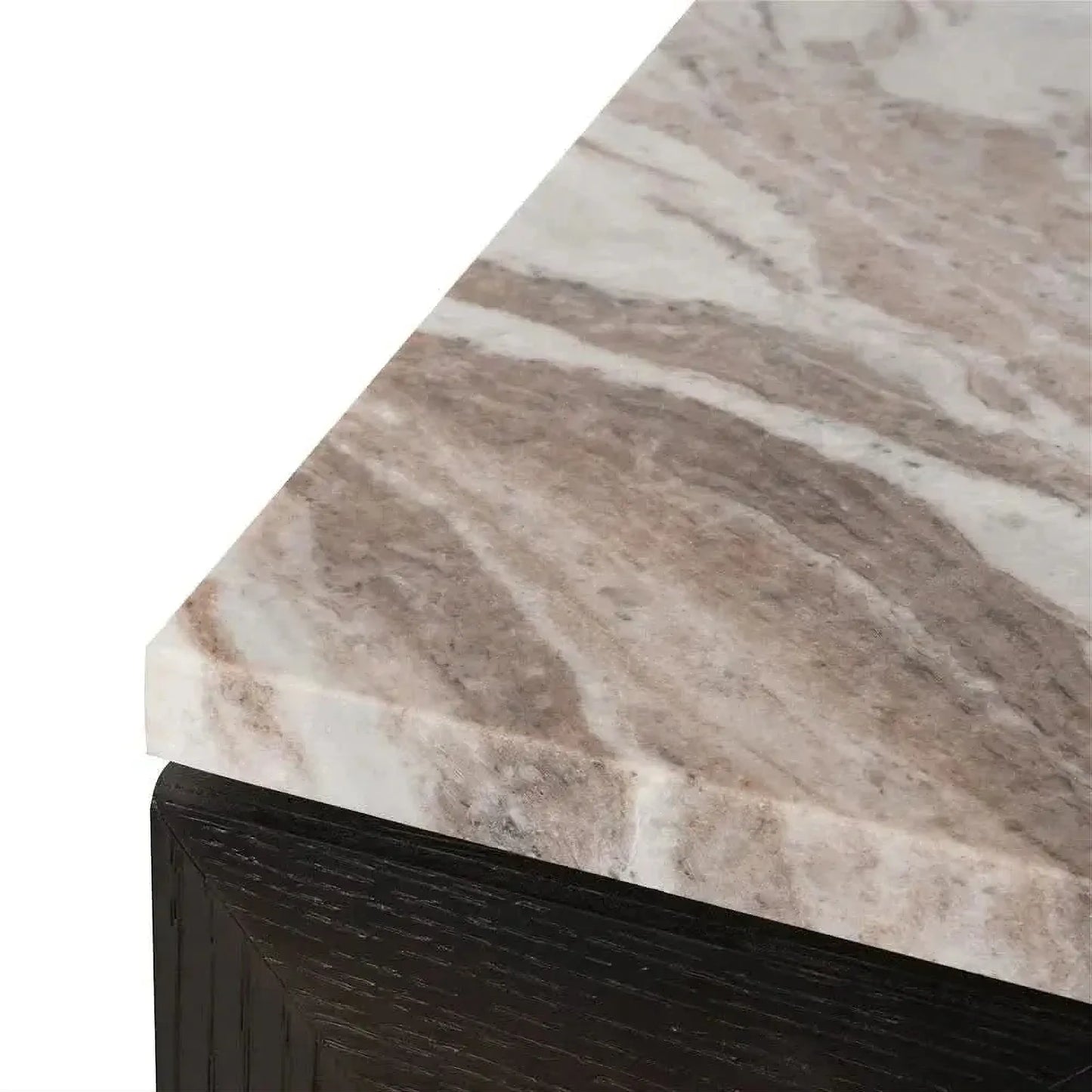 Hampshire 2-Drawer Bedside Table in Smoked Oak with River Brown Marble Top - Chocolate Wood
