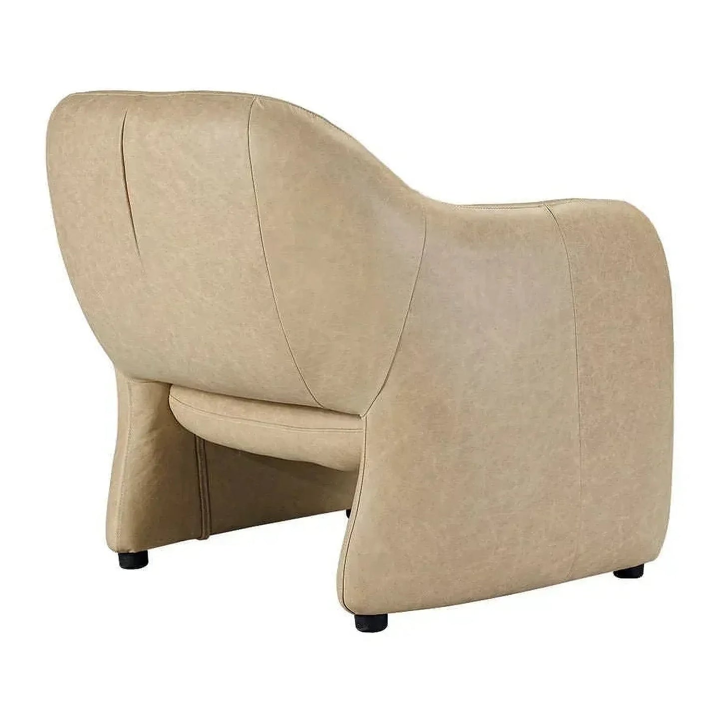 Anders Top Grain Cow Leather Armchair in Cappuccino Cream - Chocolate Wood