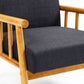SUDBURY ARMCHAIR  ACCENT CHAIR - NATURAL RUBBERWOOD FRAME/BLACK FABRIC - MyChocolateWood