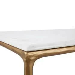 SOREN MARBLE RECTANGULAR COFFEE TABLE - BRASS FRAME 120CM - MyChocolateWood
