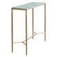 Melina Console Table in Dusty Jade Marble with Gold Stainless Steel - Chocolate Wood