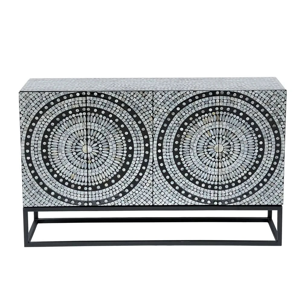 ILANA  MOTHER OF PEARL HAND MADE  2-DOOR SIDEBOARD/BUFFET - MyChocolateWood