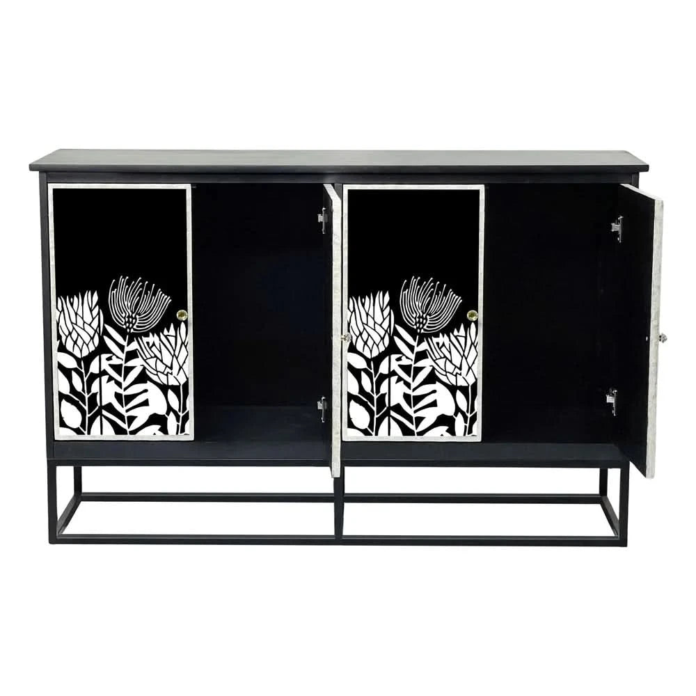 CYNTHIA  MOTHER OF PEARL HAND INLAY 4-DOOR SIDEBOARD/BUFFET - MyChocolateWood