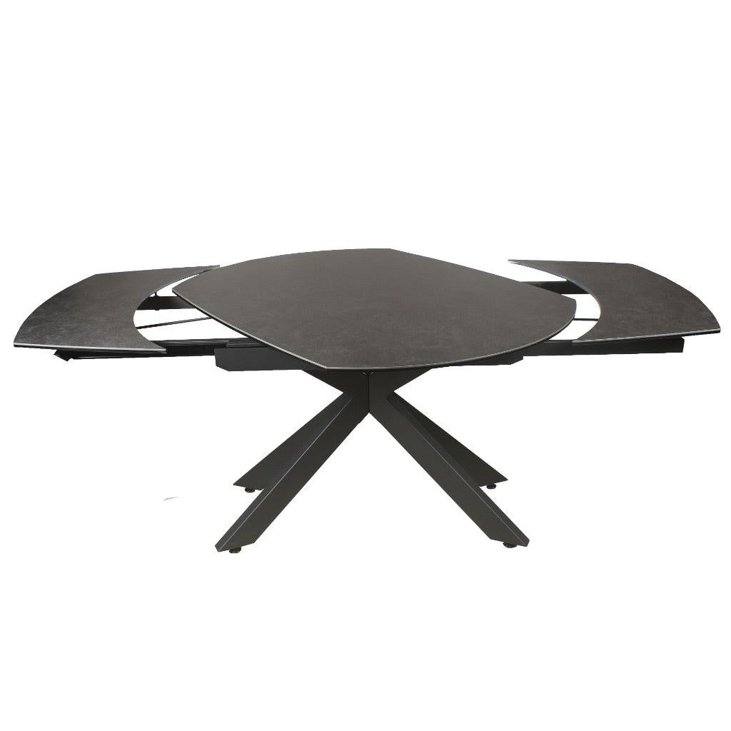 DORIT SWIVEL EXTENSION CERAMIC GLASS DINING TABLE DARK GREY W:120/180CM - MyChocolateWood