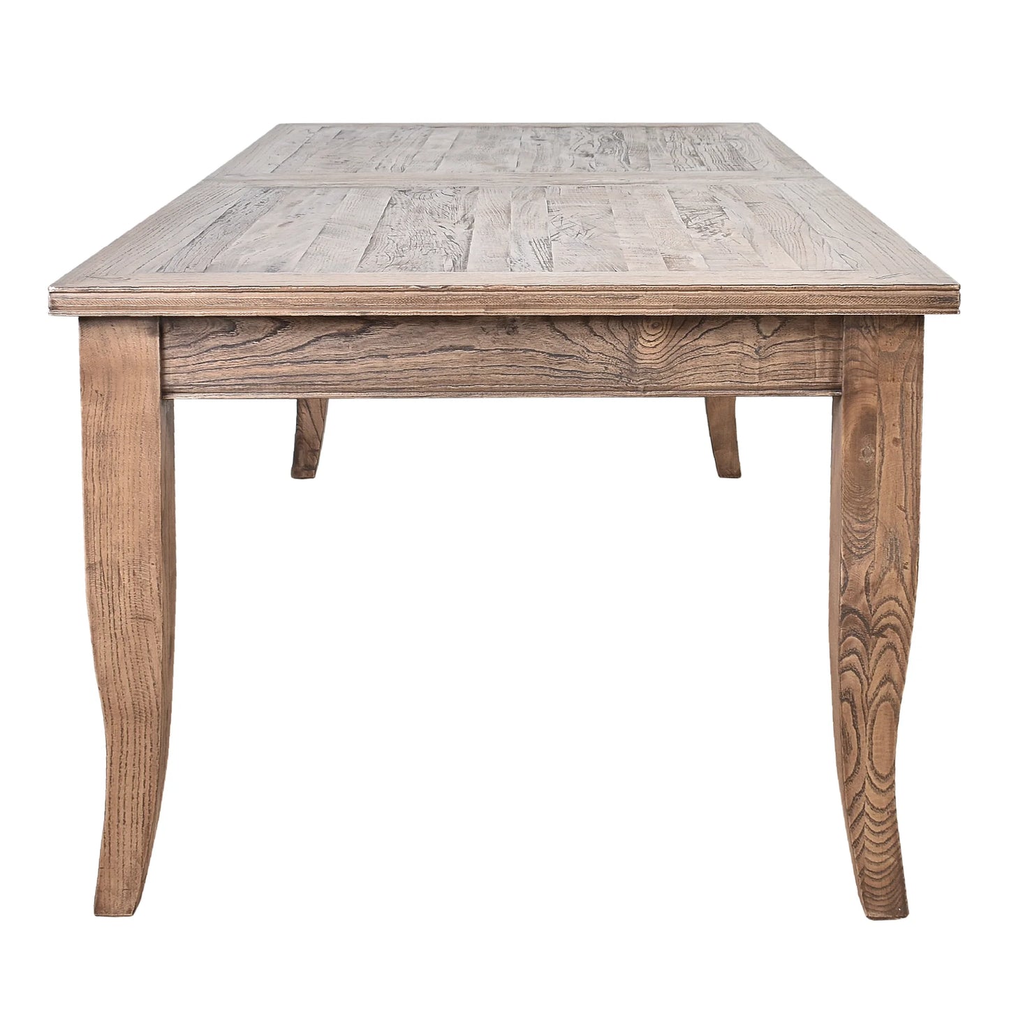 VAILLANT CURVED LEG ELM DOUBLE EXTENSION DINING TABLE W210/260/310 - MyChocolateWood