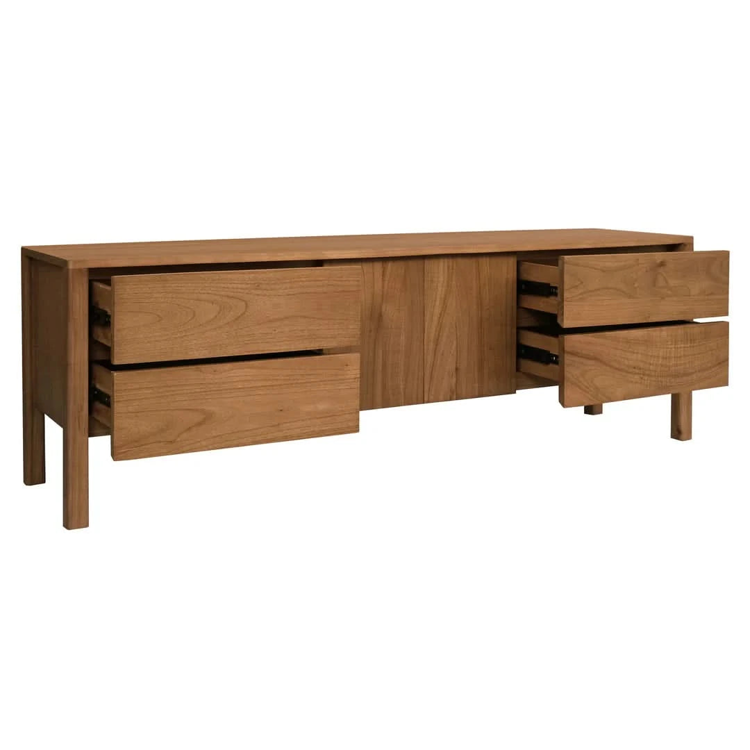 ADELLE SOLID MINDI WOOD 2-DOOR 4-DRAWER ENTERTAINMENT UNIT ALMOND - MyChocolateWood