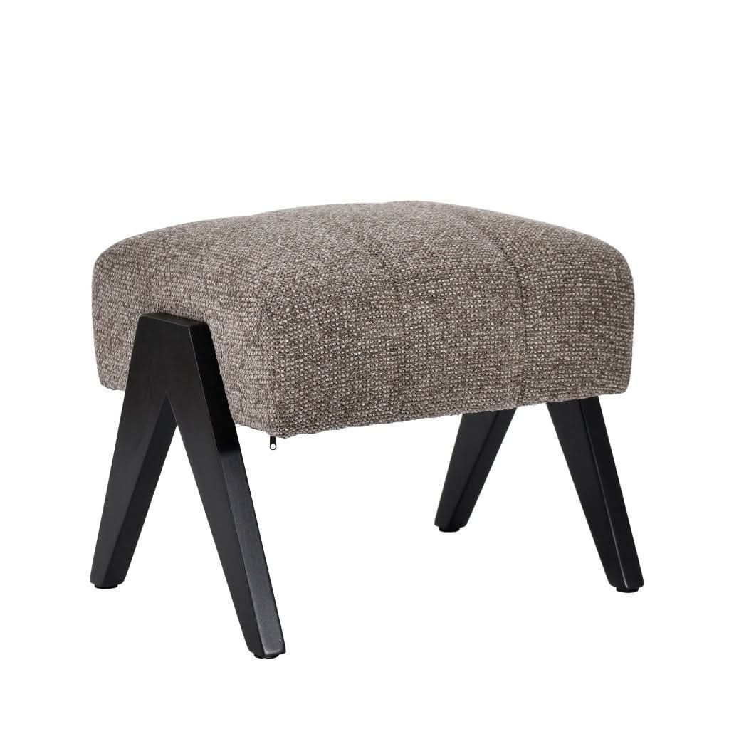 Pellerin Fabric Armchair & Matching Stool in Fawn - Chocolate Wood