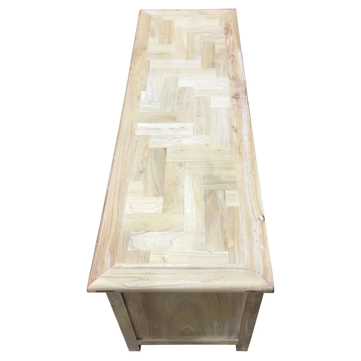 GIBRALTAR  RECYCLED ELM TIMBER TV UNIT 2 DOORS/1 DRAWER NATURAL - MyChocolateWood