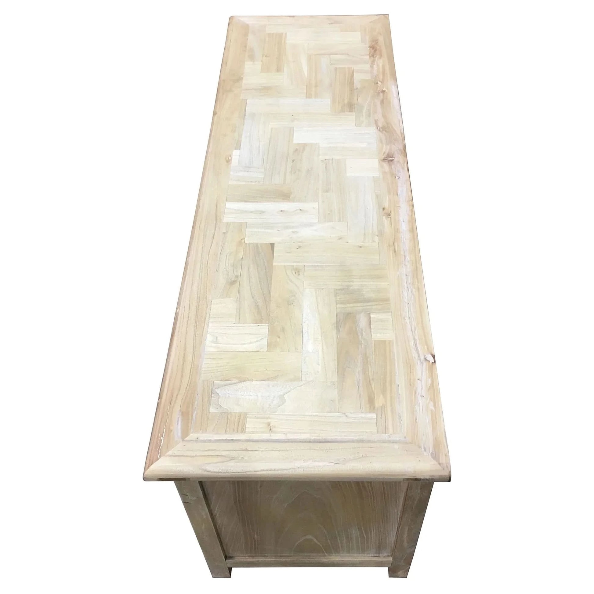 GIBRALTAR  RECYCLED ELM TIMBER TV UNIT 2 DOORS/1 DRAWER NATURAL - MyChocolateWood