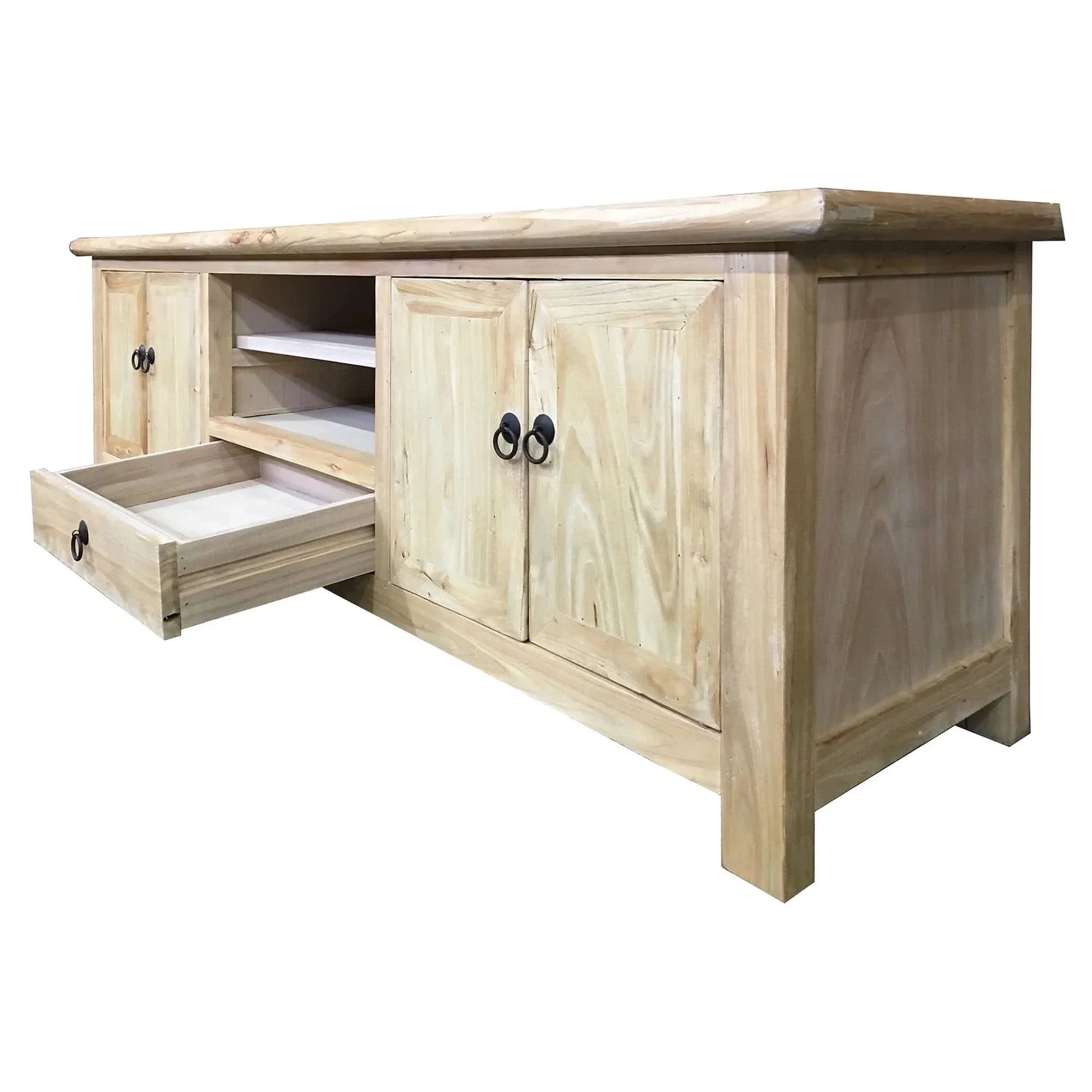 Gibraltar Recycled Elm TV Unit 140cm - Chocolate Wood