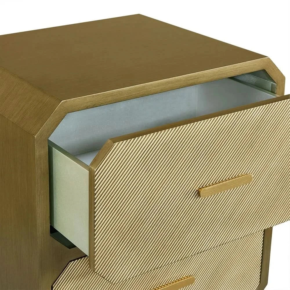 DELGARDO HAMPTON STYLE 2-DRAWER BEDSIDE TABLE ANTIQUE GOLD - MyChocolateWood
