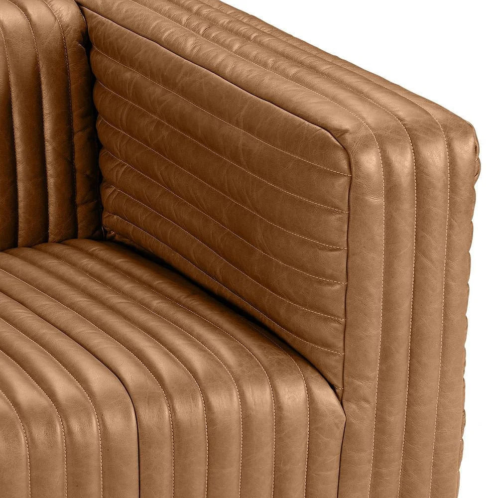 BUFFY 3-SEATER SOFA TOP GRAIN COW LEATHER  LIGHT BROWN - MyChocolateWood