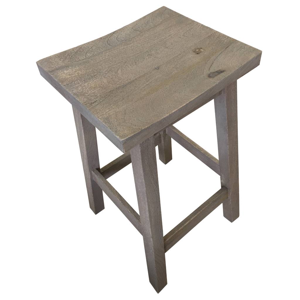 PAPAYA SOLID MANGO WOOD KITCHEN STOOL GREY WASH