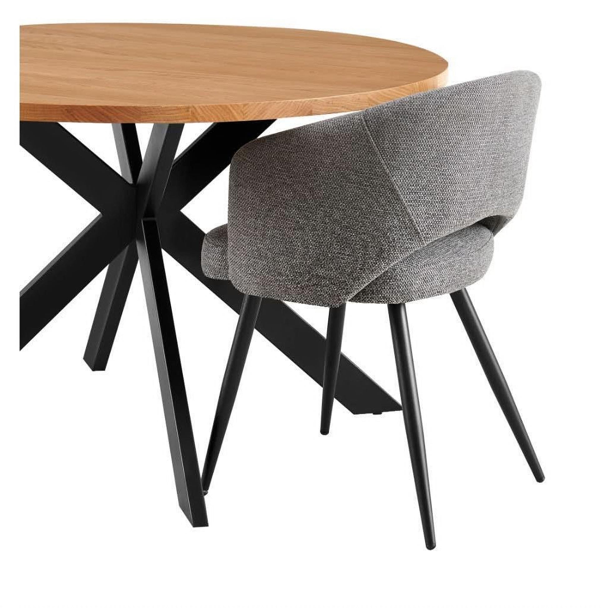 Aimar Fabric Dining Chair in Grey - Chocolate Wood