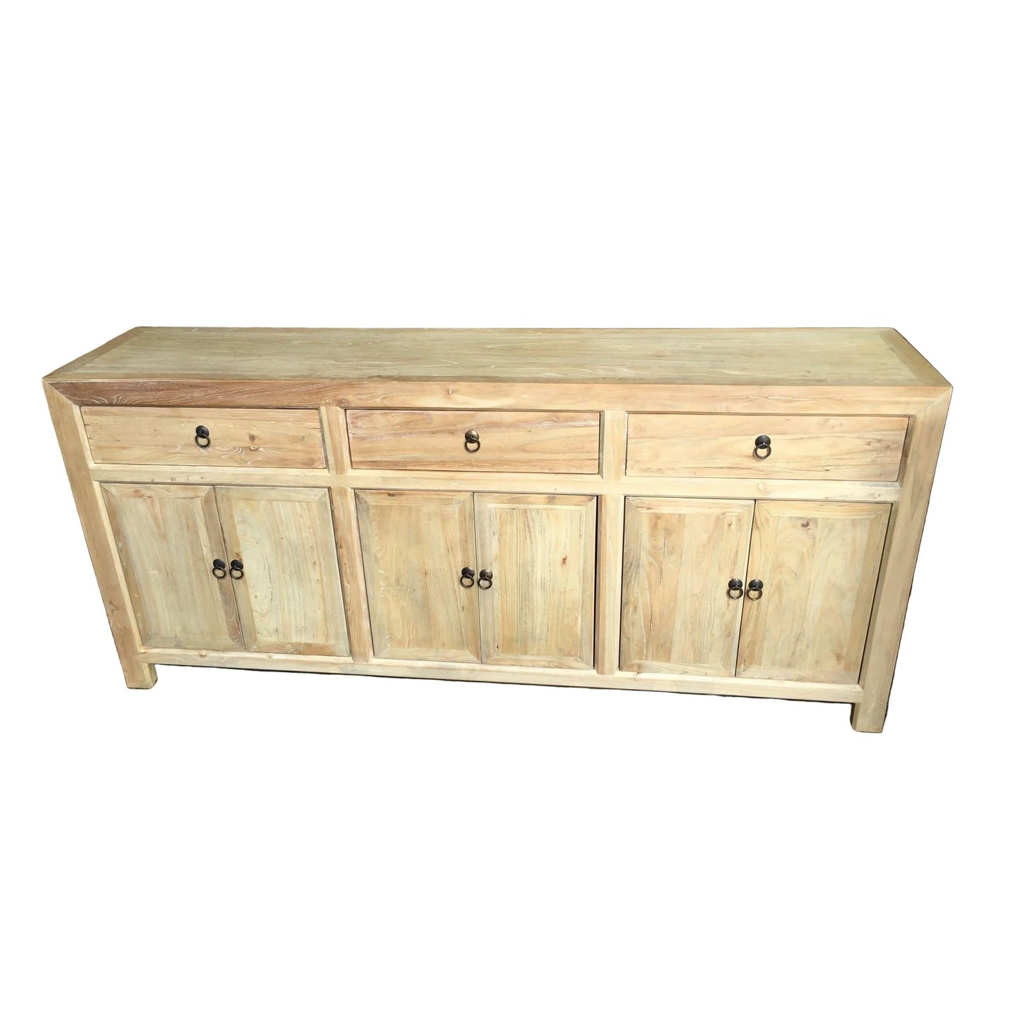 SHULI CHINESE ANTIQUE REPRODUCTION BUFFET SIDEBOARD 6-DOORS 3-DRAWERS IN RECLAIMED ELM - MyChocolateWood
