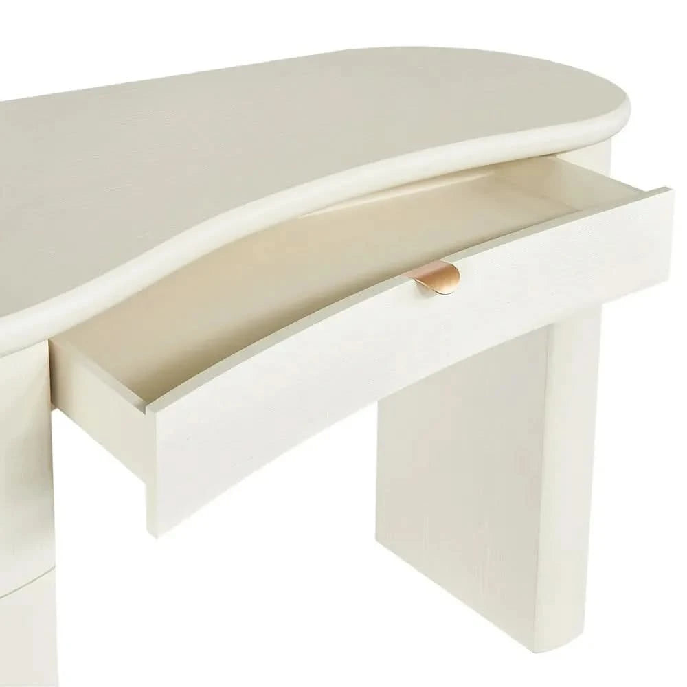 DELMAR  ASHWOOD VENEER 4-DRAWER HOME OFFICE DESK/ STUDENT DESK BONE IVORY - MyChocolateWood