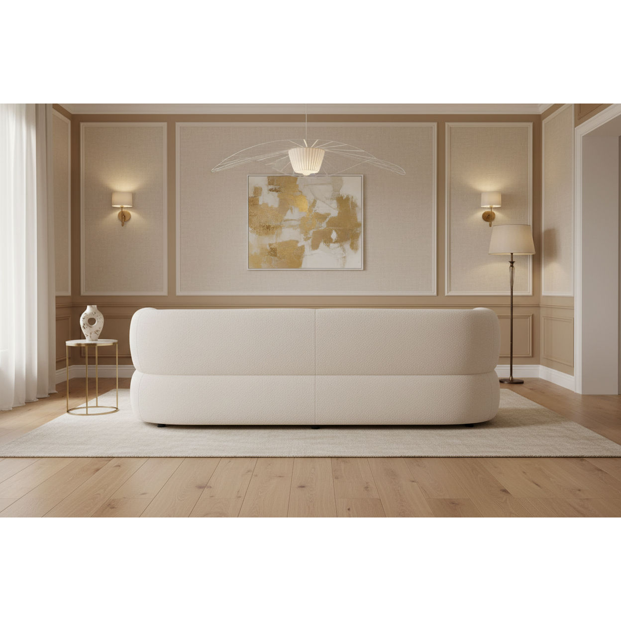 BEECHAM 3-SEATER BOUCLE SOFA IVORY - MyChocolateWood