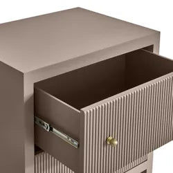 JAYLA LARGE TAUPE 2-DRAWER LARGE BEDSIDE TABLE - MyChocolateWood