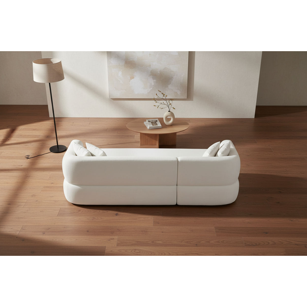 BEECHAM MODULAR 3-SEATER CORNER SOFA WITH LHF CHAISE - NATURAL CHENILLE - MyChocolateWood