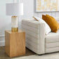 Meredith Fabric Sofa, 2-Seater in Natural Linen - Chocolate Wood
