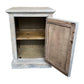 Reina Greywashed Recycled Timber 1-Door Bedside Table with Heritage Metal Panel - Chocolate Wood