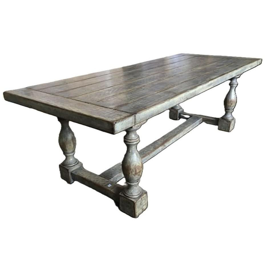 ABBEY RECYCLED OREGON TIMBER DINING TABLE RUSTIC GREY 240CM - MyChocolateWood