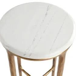 SOREN MARBLE PETITE SIDE TABLE - BRASS FRAME 90CM - MyChocolateWood