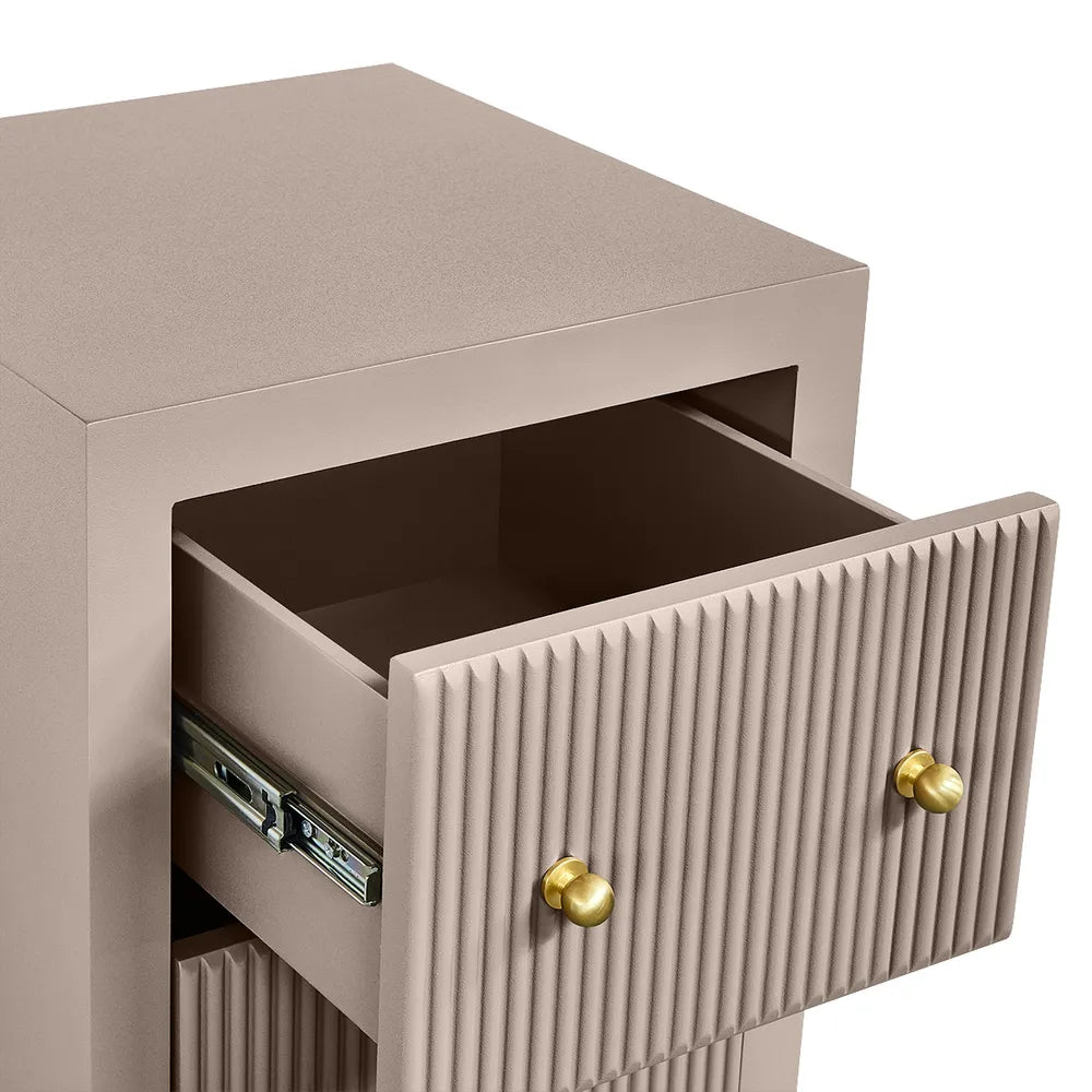 JAYLA PETITE TAUPE 2-DRAWER BEDSIDE TABLE - MyChocolateWood