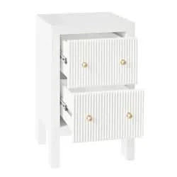 JAYLA PETITE WHITE 2-DRAWER BEDSIDE TABLE - MyChocolateWood
