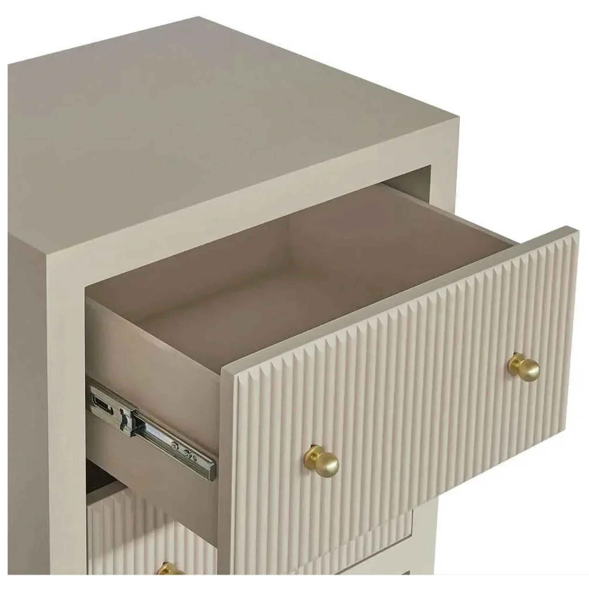 Jayla Small 2-Drawer Bedside Table in Beige - Chocolate Wood