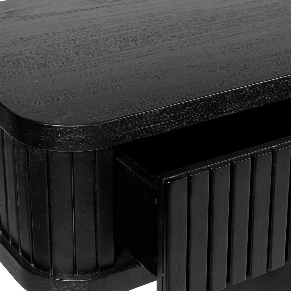 PEMBROKE OAK TIMBER 2-DRAWER CONSOLE TABLE HALL TABLE BLACK - MyChocolateWood