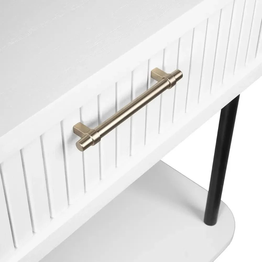 PEMBROKE OAK TIMBER 2-DRAWER CONSOLE TABLE HALL TABLE WHITE - MyChocolateWood