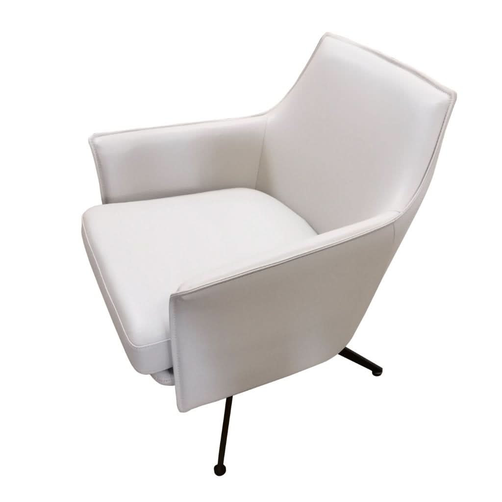 CHESHIN LEATHER SWIVEL CHAIR ARMCHAIR MUSTARD COLOUR - MyChocolateWood