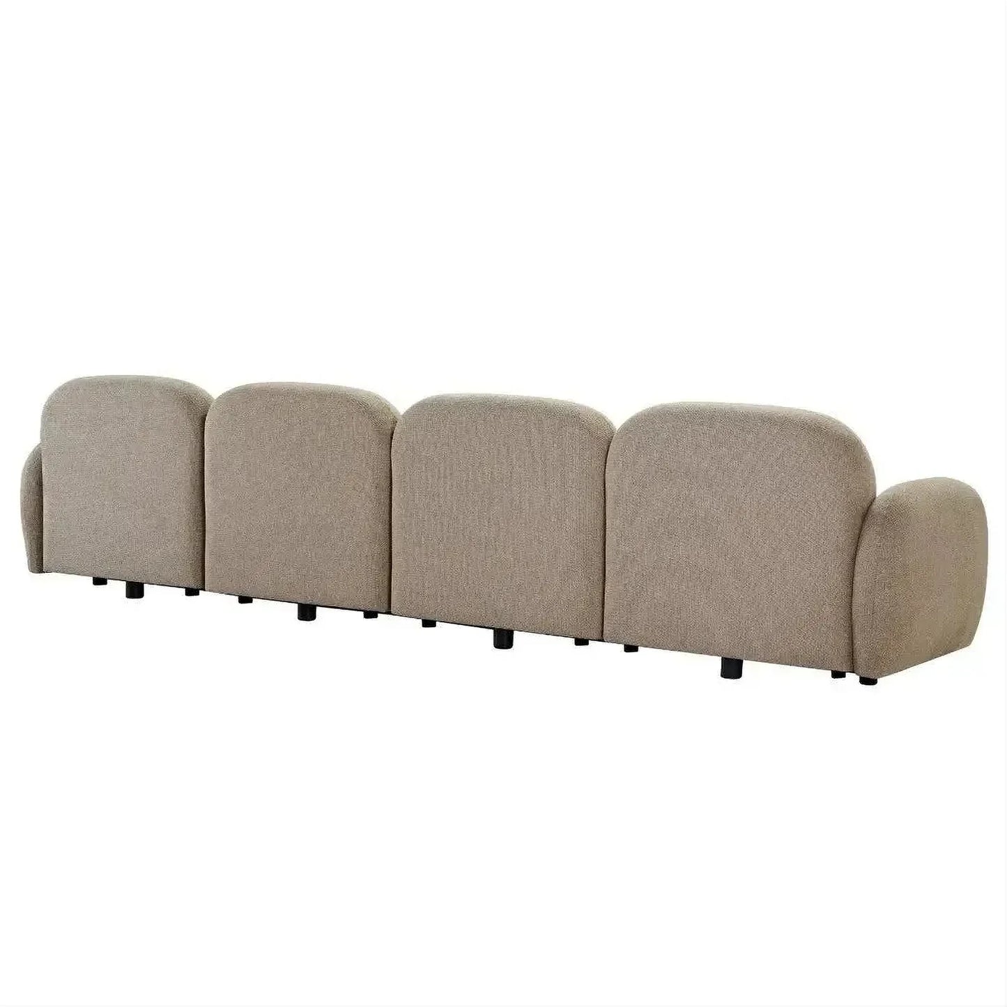 Lorelei 4-Seater Modular Chenille Sofa in Taupe - Chocolate Wood