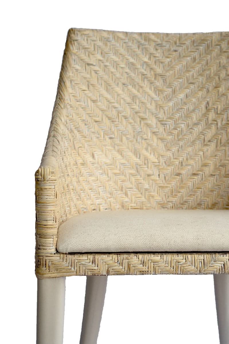 LAMAR RATTAN ARMCHAIR ACCENT CHAIR/ LOUNGE CHAIR WHITEWASH/IVORY LEGS - MyChocolateWood