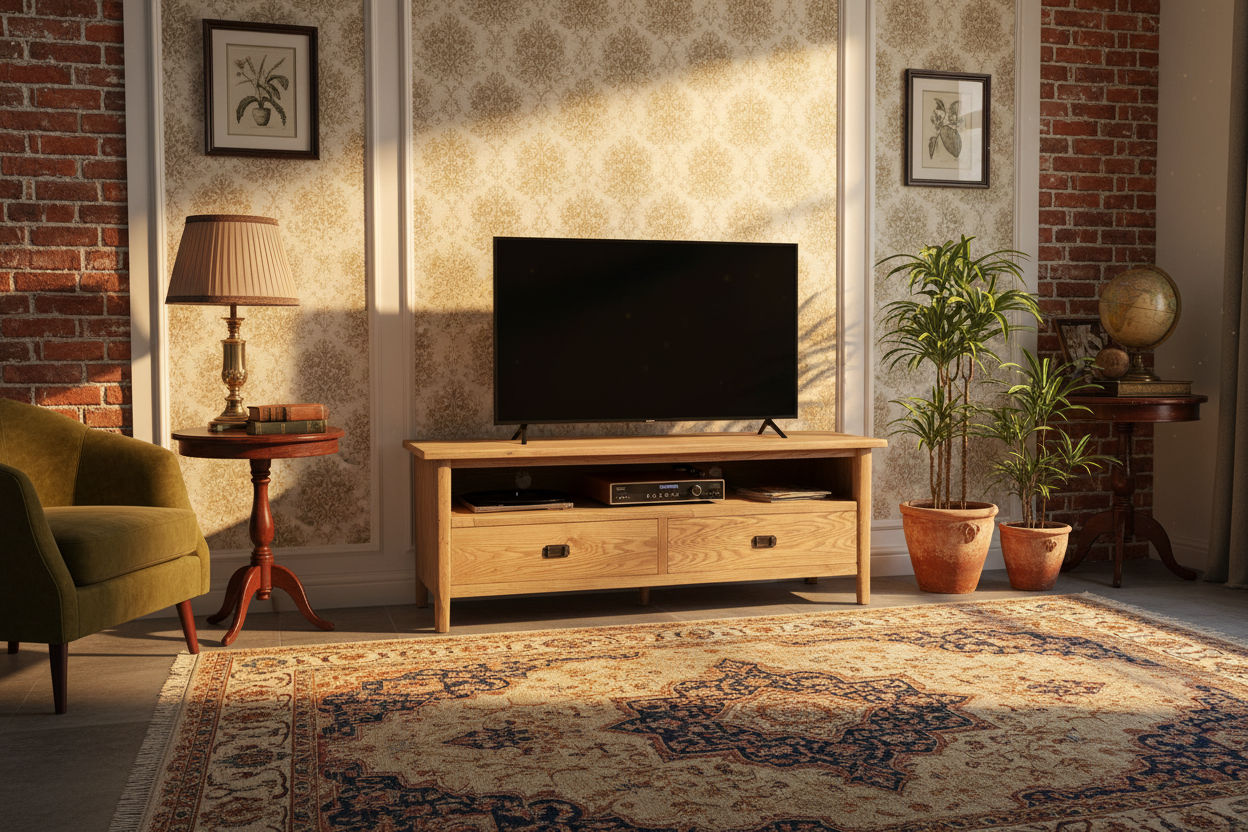 FITAN SOLID OAK  2-DRAWER TELEVISION UNIT ETU NATURAL 140CM - MyChocolateWood