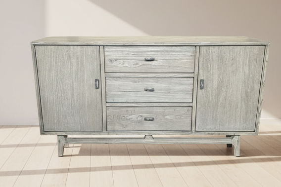 NEVANA  RECYCLED ELM TIMBER SIDEBOARD/BUFFET 2 DOORS 3 DRAWERS NATURAL - MyChocolateWood