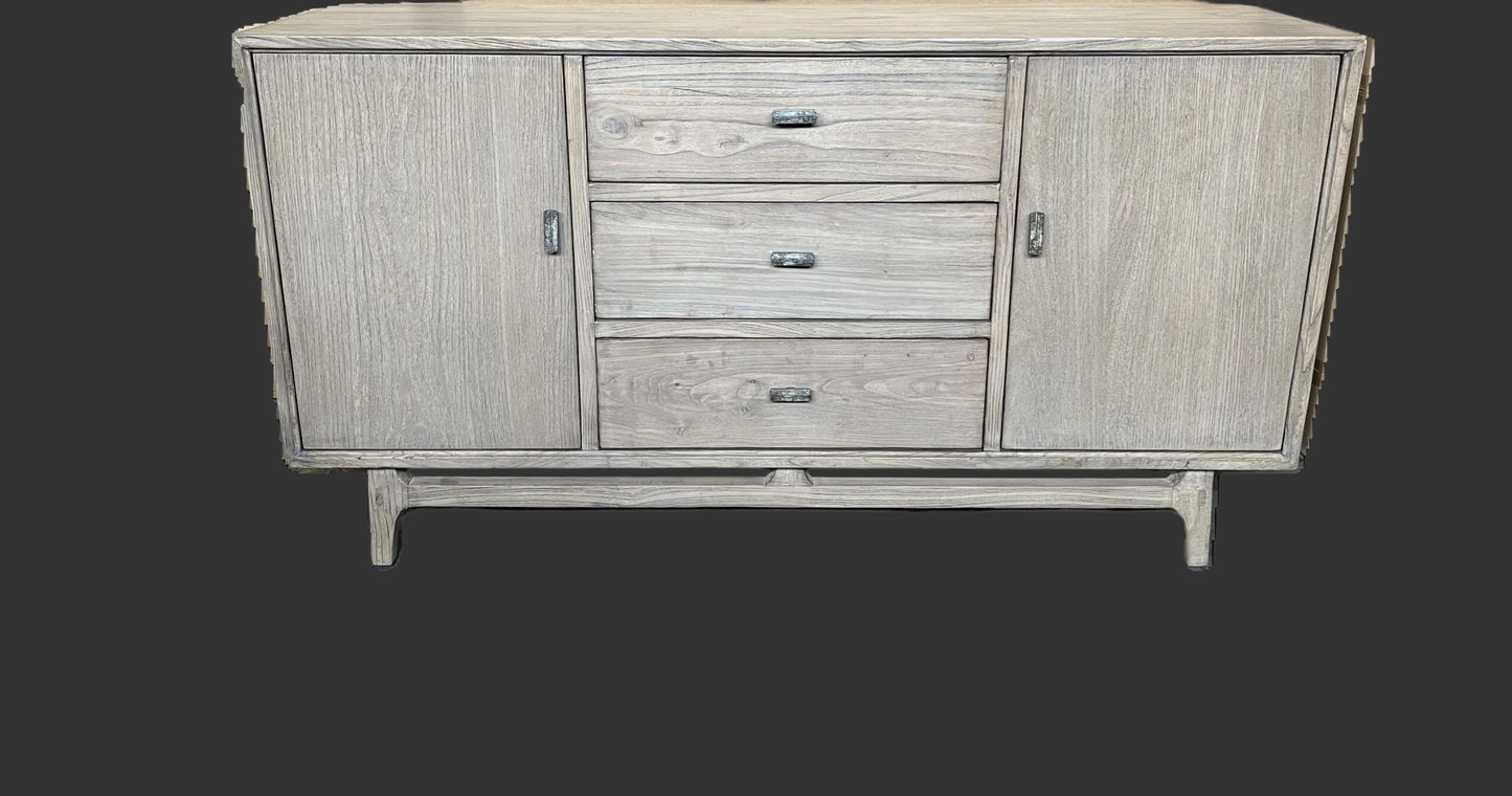 NEVANA  RECYCLED ELM TIMBER SIDEBOARD/BUFFET 2 DOORS 3 DRAWERS NATURAL - MyChocolateWood