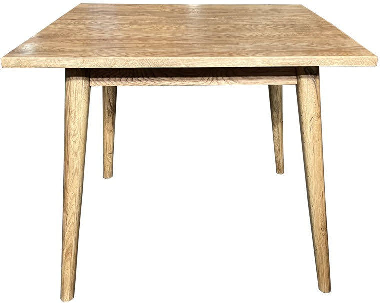 FITAN SOLID OAK SQUARE DINING TABLE (90 X 90) NATURAL + 4 MELROSE ELM WOOD CROSSBACK CHAIRS WHITE - MyChocolateWood