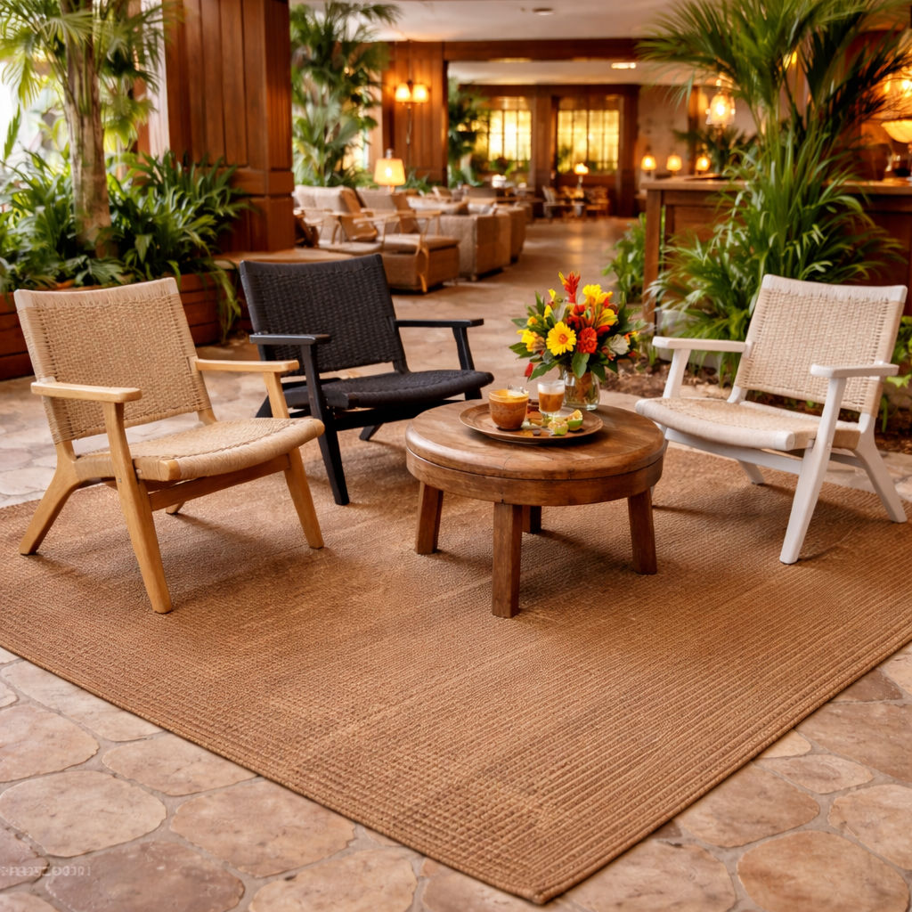 PLANTATION COLONIAL ELMWOOD CHAIR/ARMCHAIR/LOUNGE CHAIR IN NATURAL/JUTE - MyChocolateWood