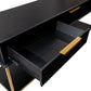 MORETTI 3-DRAWER CONSOLE TABLE/HALL TABLE SATIN BLACK  & GOLD LARGE - MyChocolateWood