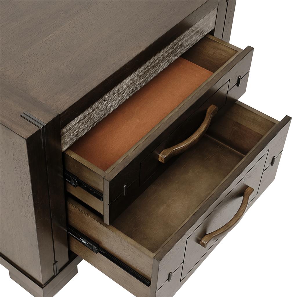HERITAGE MALAYSIAN HARDWOOD 2 DRAWER BEDSIDE TABLES CHARCOAL GREY