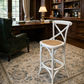 EMERSON WHITE CROSS BACK BAR STOOL WITH RATTAN SEAT - 65CM SEAT HEIGHT - MyChocolateWood