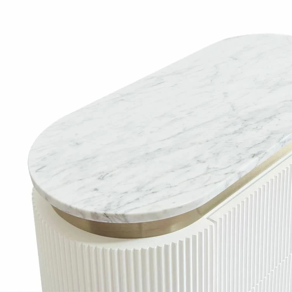 DENEUVE BEDSIDE TABLE WHITE WITH CARRARA MARBLE TOP - MyChocolateWood
