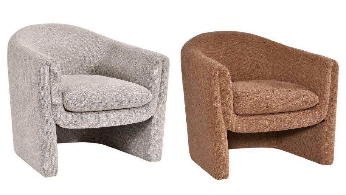 Magna Contemporary Fabric Armchair in Cinnamon - Chocolate Wood