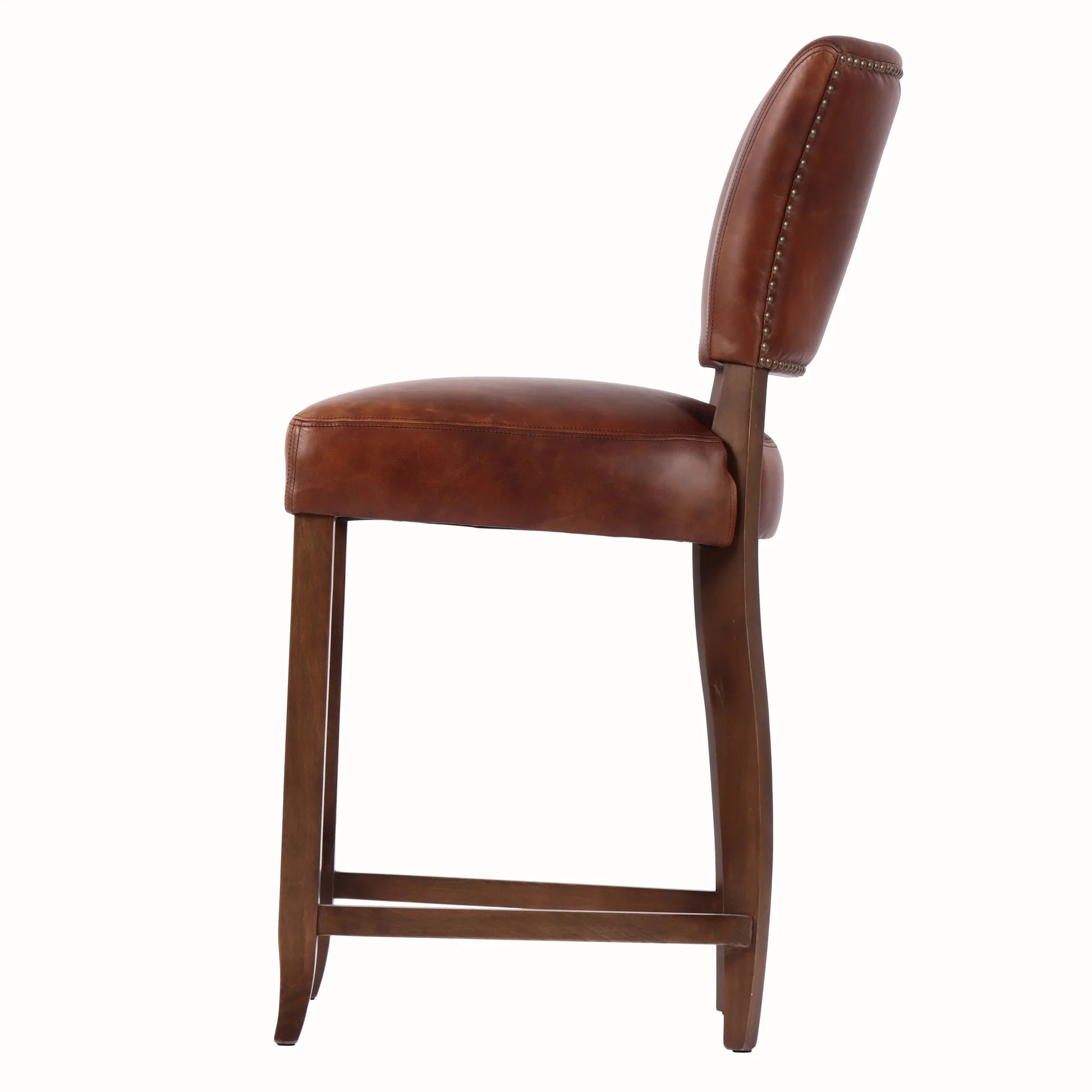 Morang Waxed Leather Counter Stool with Maron Legs
