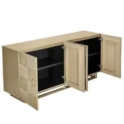 TALISA CONTEMPORARY 4-DOOR BUFFET/SIDEBOARD ANTIQUE BRUSHED GOLD - MyChocolateWood