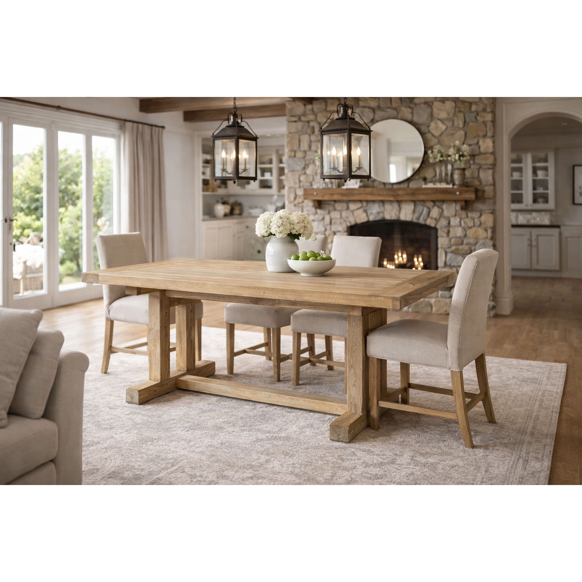 Lamia Recycled Elm Trestle Dining Table 240cm - Chocolate Wood