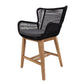 ATHENA EUCALYPTUS TIMBER & ROPE OUTDOOR BAR CHAIR BLACK/NATURAL