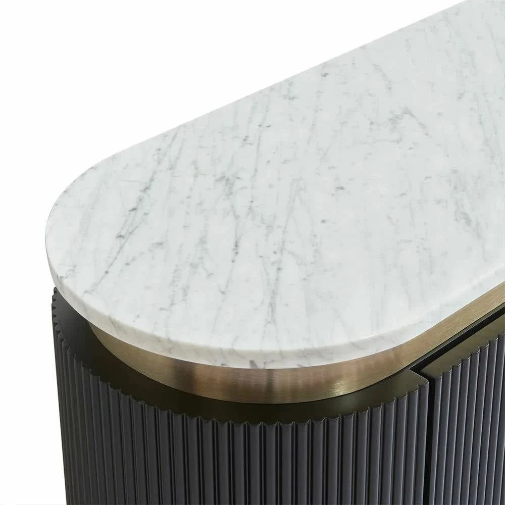 DENEUVE BEDSIDE TABLE BLACK WITH CARRARA MARBLE TOP - MyChocolateWood